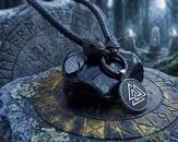 Wolf's leather necklace Valknut