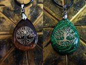Tree of Life on Tiger Eye / Malachite Stone