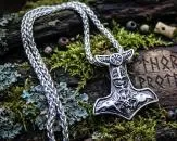Edelstahl Thorhammer mit Raben und Vegvisir
